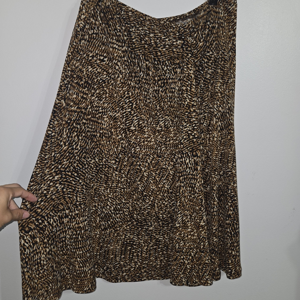 P#76 Versailles Womes Size  L/XL Elegant Brown Patterned‎ Skirt